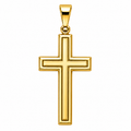 Solid Gold Line Cross Pendant