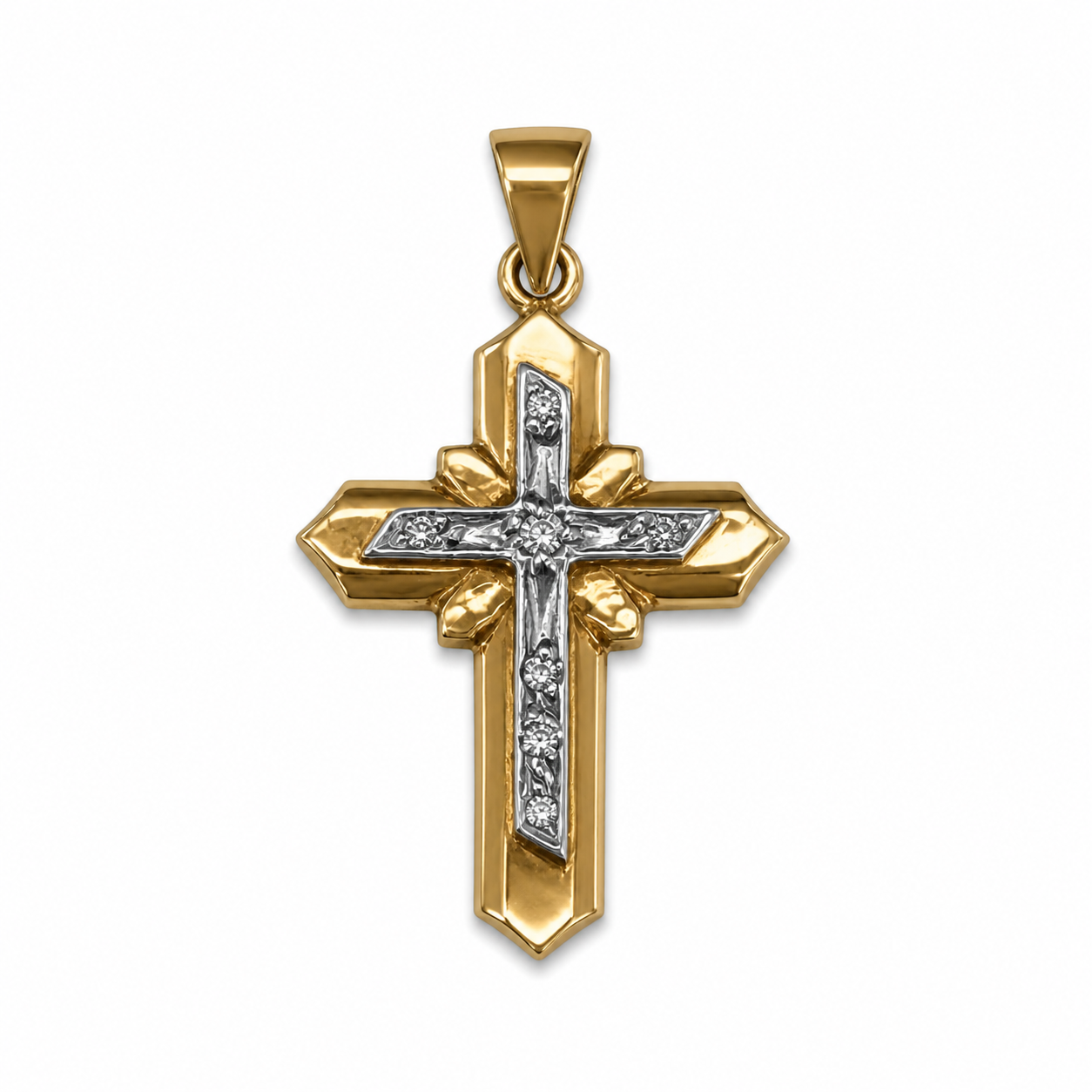 Regal Dual-Tone Cross Pendant