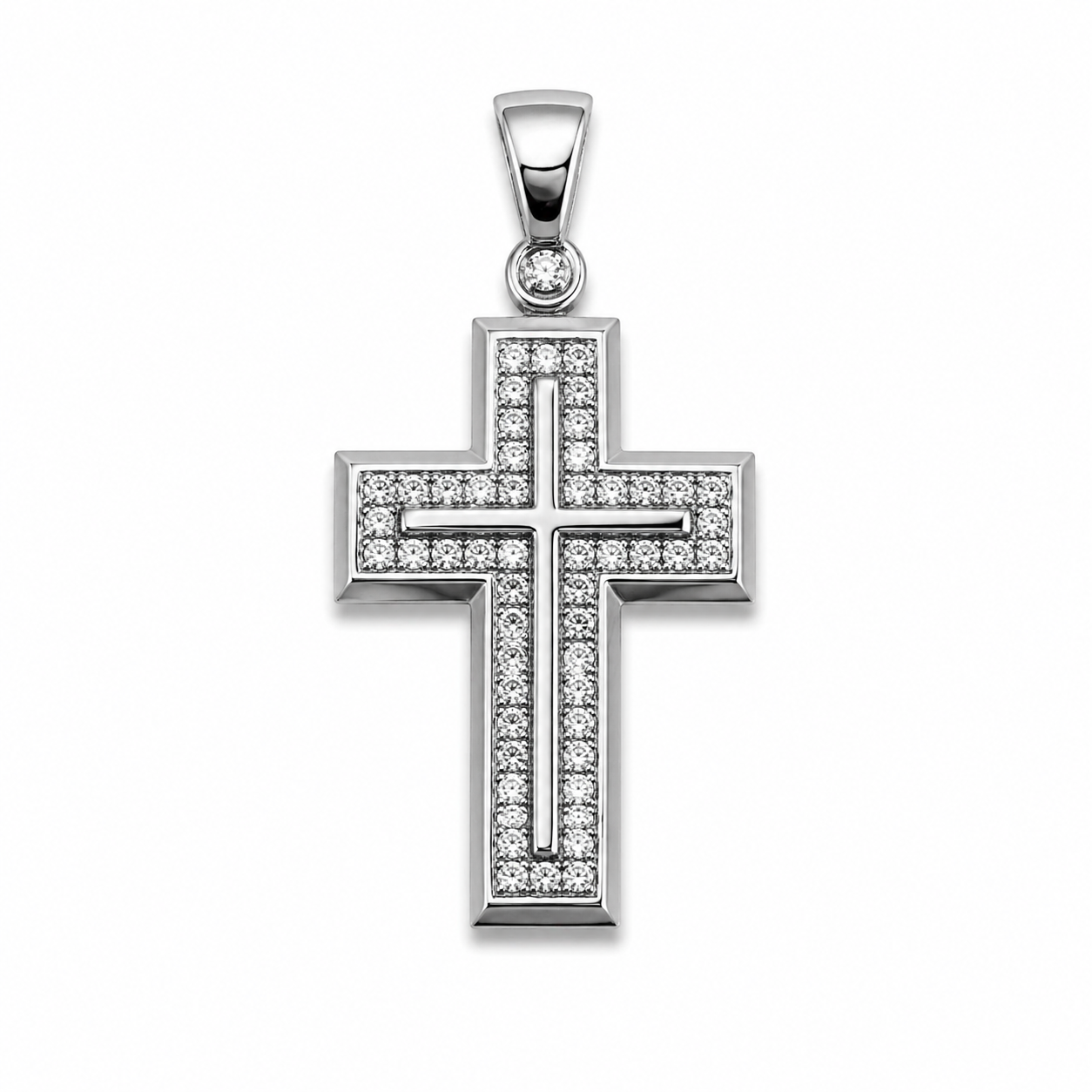 Iced Outline Cross Pendant