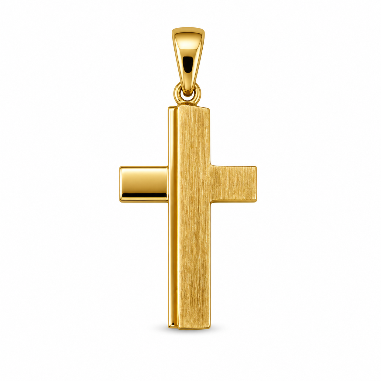 Dual Tone Edge Cross Pendant