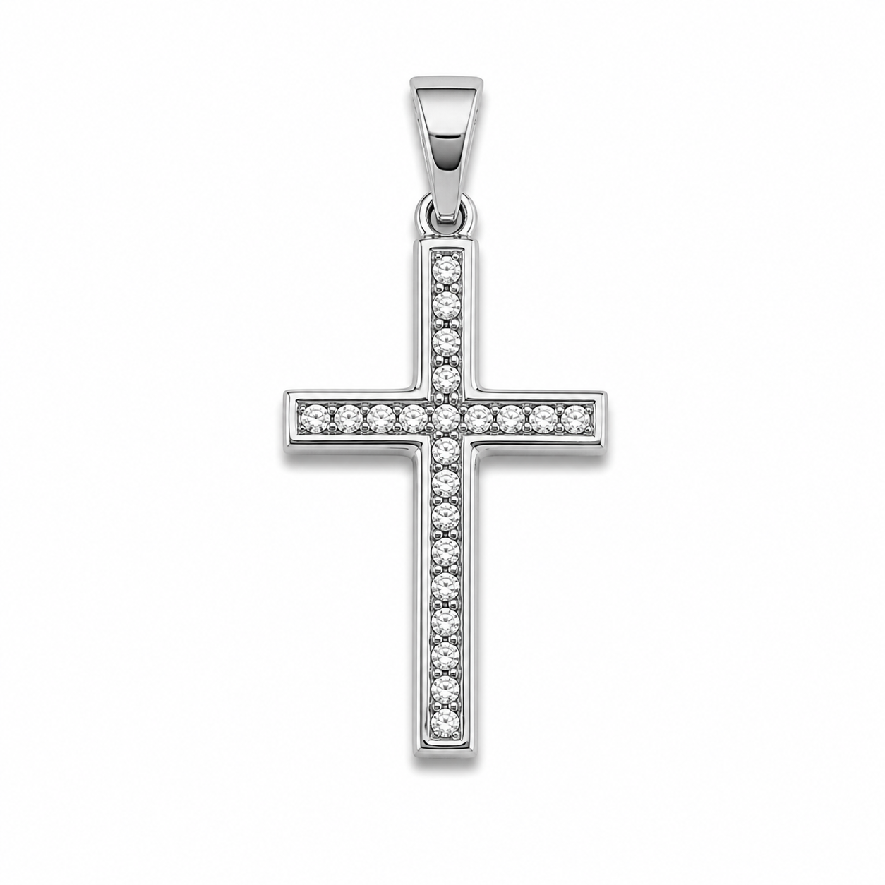 Linear Iced Cross Pendant