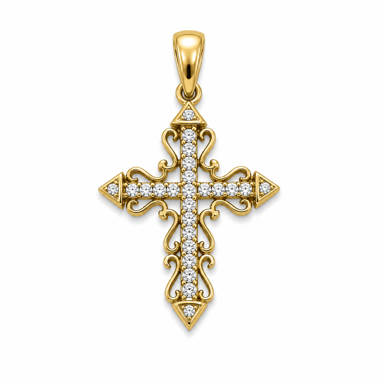 Regal Diamond Crest Cross Pendant