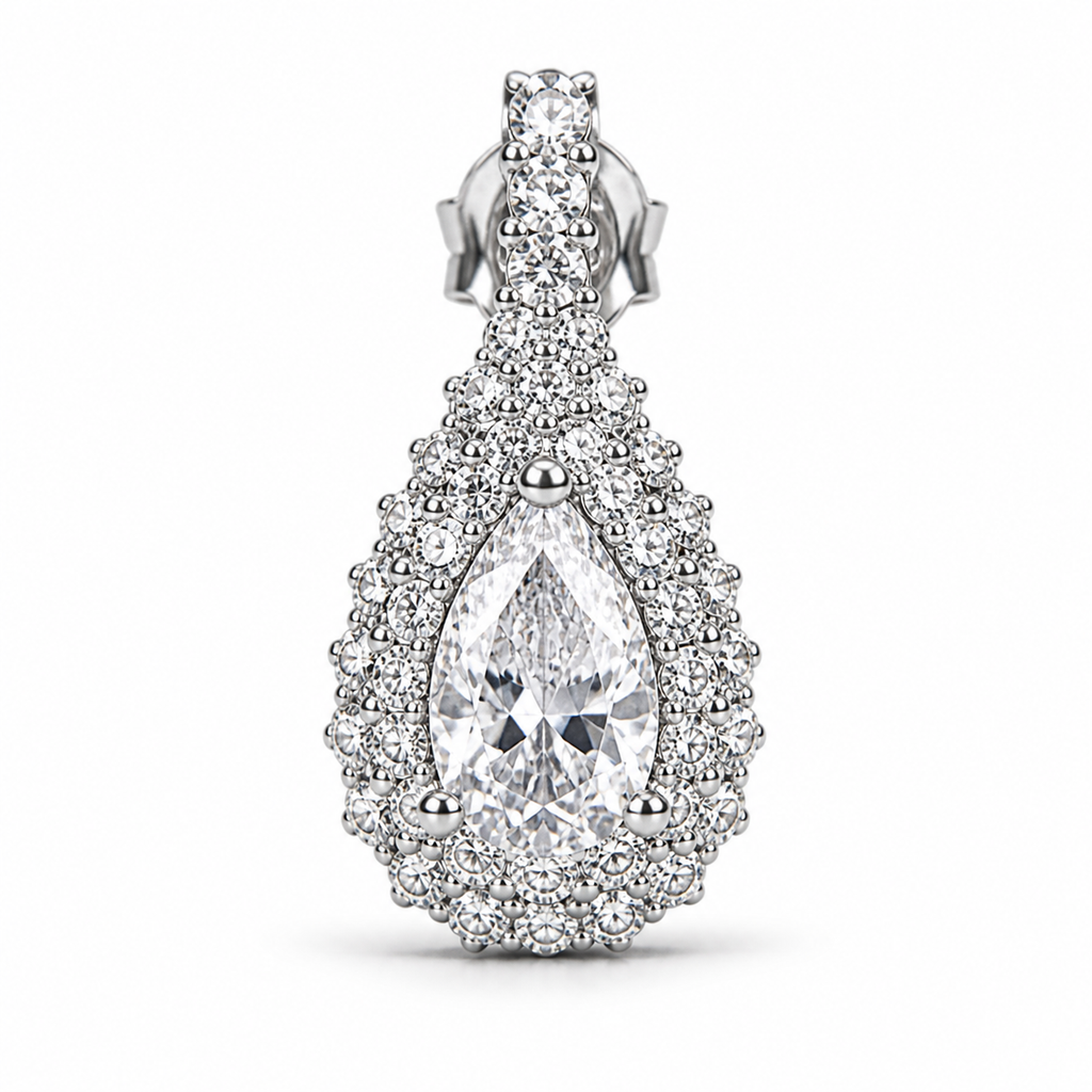 Lunara Halo Drop Earrings