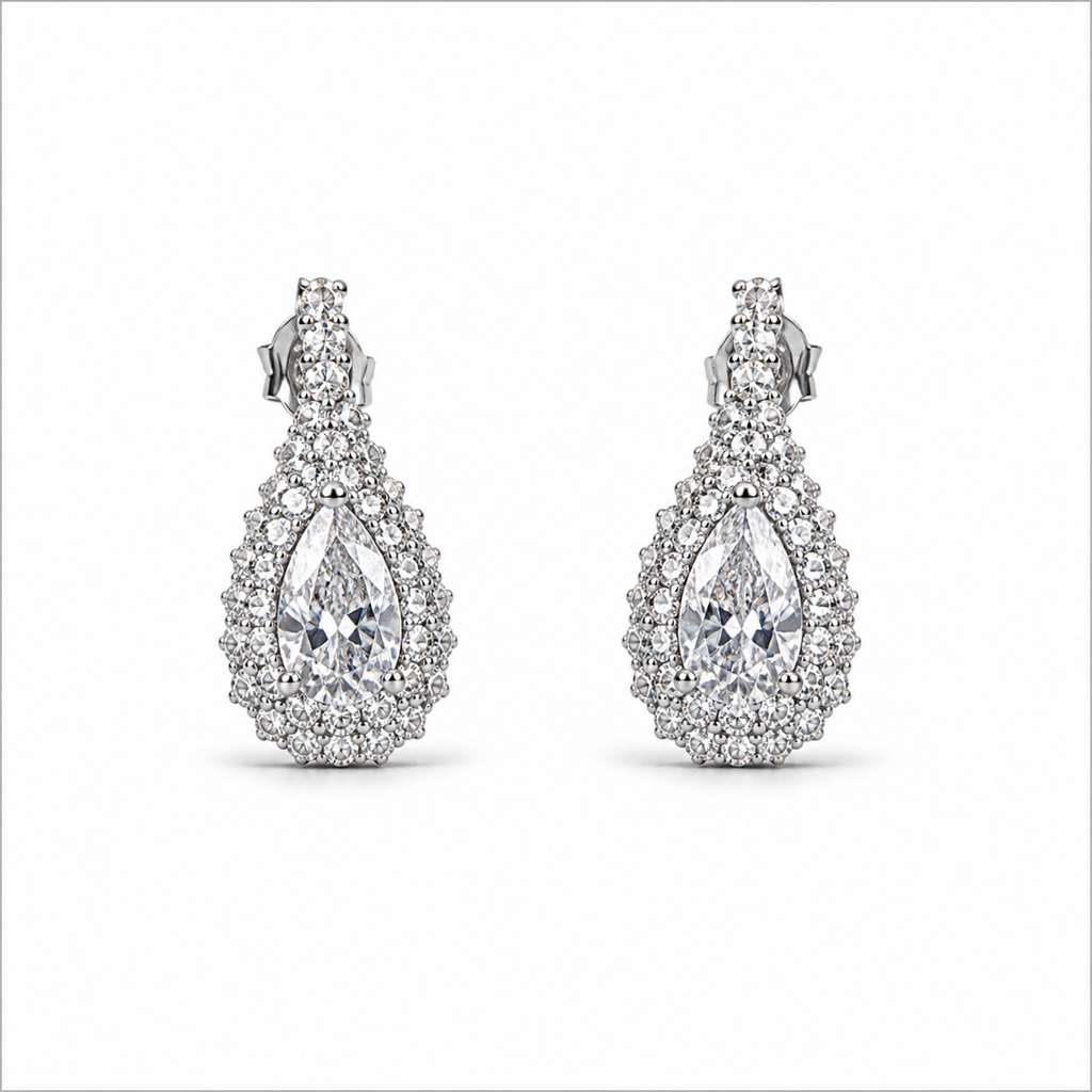 Lunara Halo Drop Earrings