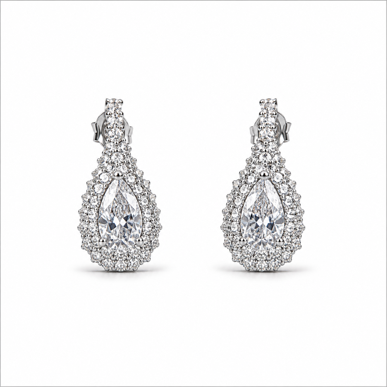 Lunara Halo Drop Earrings