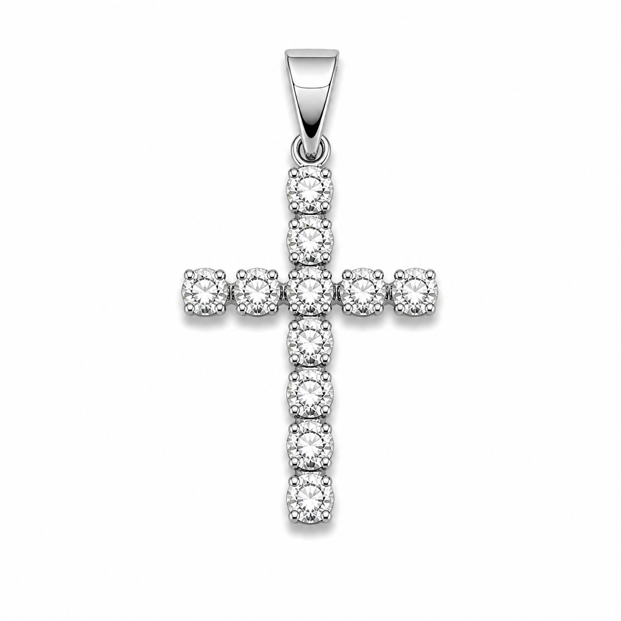 Round Cut Iced Cross Pendant