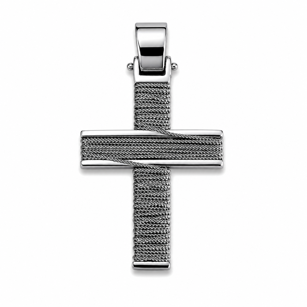 Woven Steel Cross Pendant