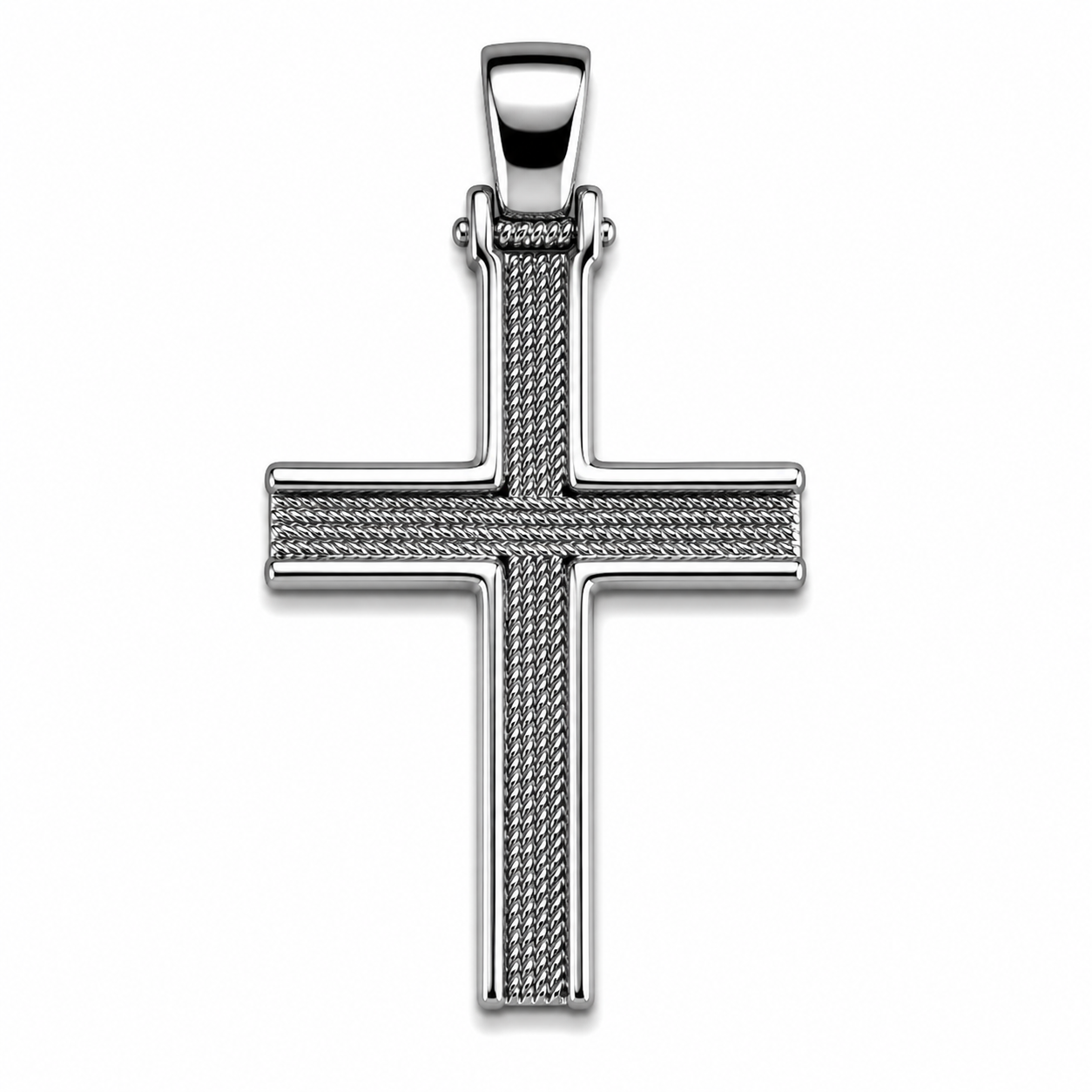 Woven Steel Cross Pendant