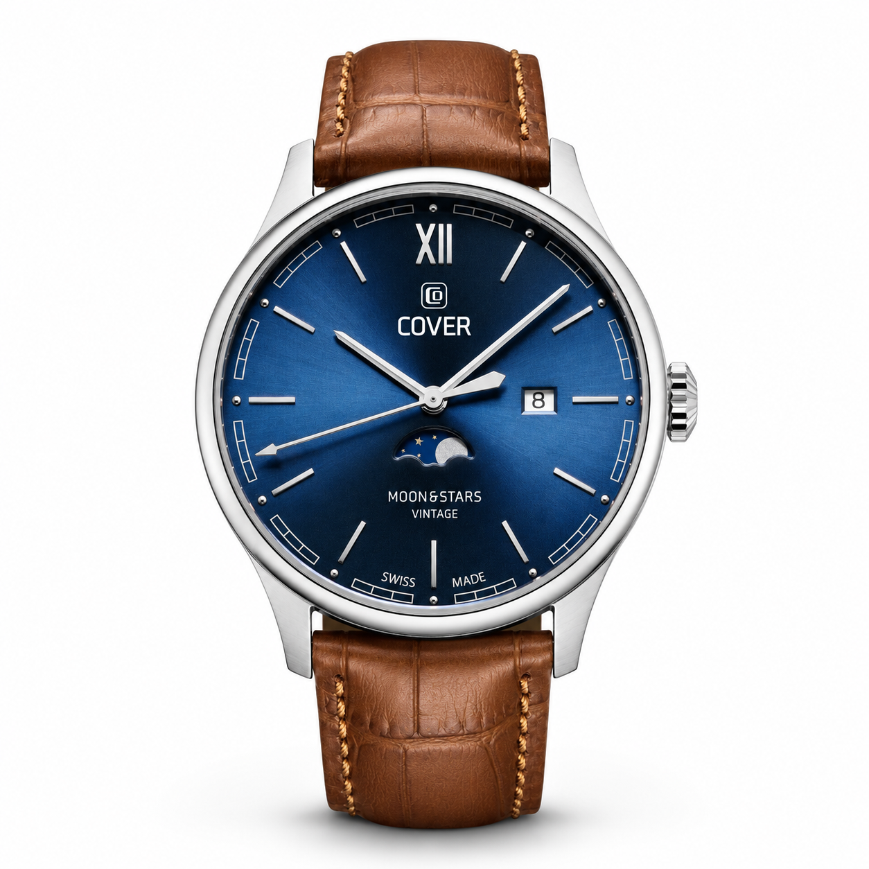 COVER Chapman Moon&Stars Blue, Leather Brown, Silver Watch