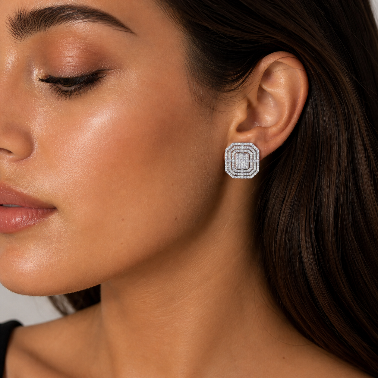 Imperio Grid Stud Earrings