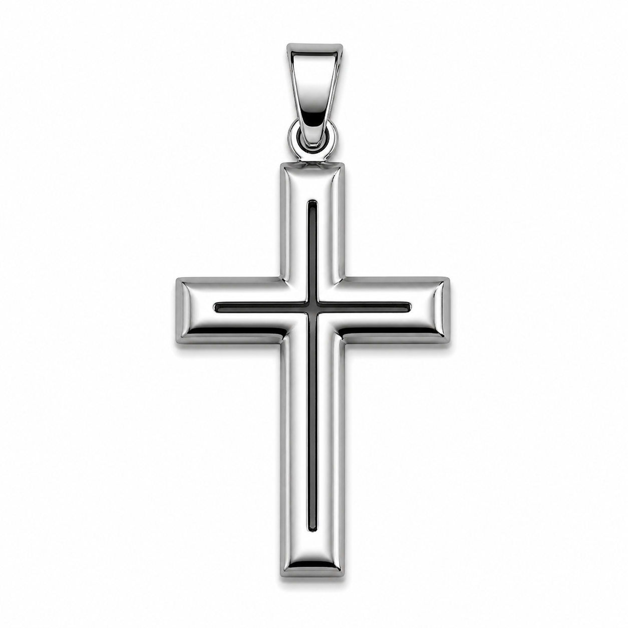 Obsidian Line Cross Pendant