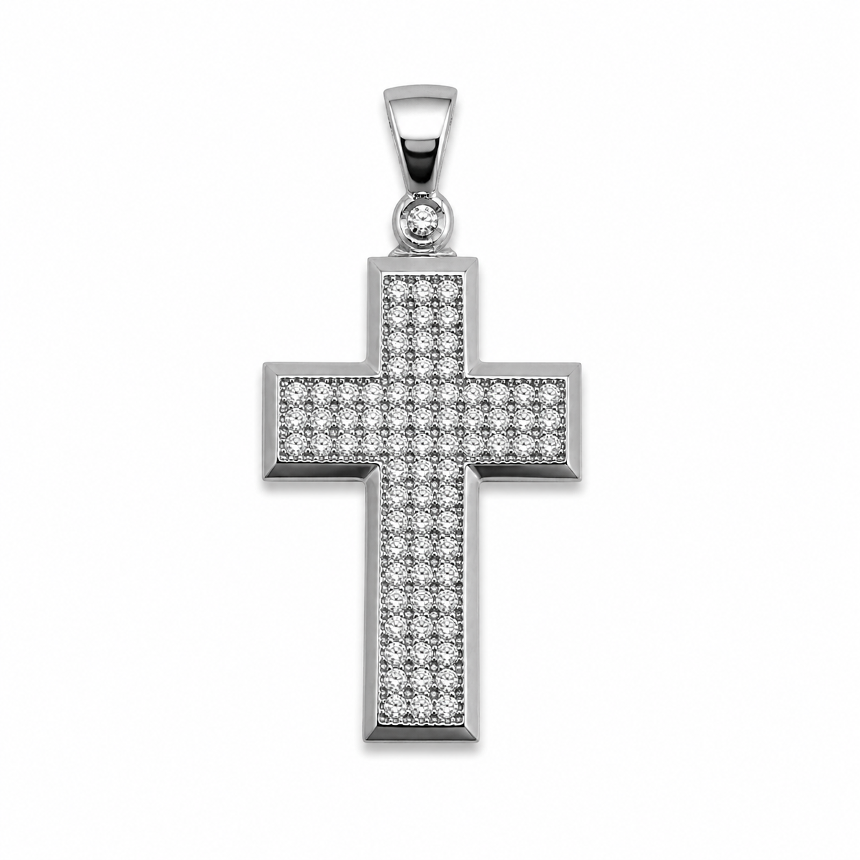 Iced Precision Cross Pendant