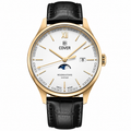 COVER Chapman Moon&Stars White, Leather Black, Gold Watch